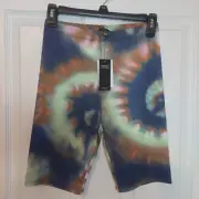 AFRM x Nordstrom Lars Biker Shorts Soft Multi Spiral Tie Dye Blue Size XSmall