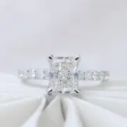 Platinum 1.50 ct. Radiant Cut Diamond Engagement Ring Pave GIA Certified H VS2