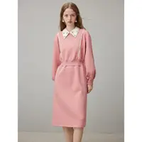 在飛比找ETMall東森購物網優惠-dfvc粉色氣質女秋燈籠袖連衣裙