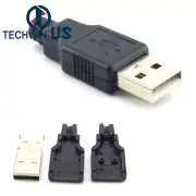 10Pcs USB2.0 Type-A Plug 4pin Male Adapter Connector jack&Black Plastic CoverTOP