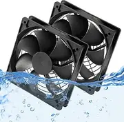 2-Pack IP67 Waterproof Silent 12V DC Cooling Fan - 120mmx25mm 4.72inch High-Speed 3000RPM Dual Ball Bearing 2 Wire 3Pin Exhaust Fan for RV Fridge