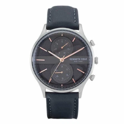 Kenneth Cole New York KC51152001 Multifunction Grey Leather Strap Men's Watch