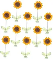 LOORGVEL 10 Pcs Sunflower Car Dashboard Ornaments Shaking Bobblehead Flower Decorations for Women Durable Car Interior Accessories Effortless Installation Unique Designs