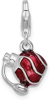 [JewelryWeb] 925 Sterling Silver Solid Polished Fancy Lobster Closure Enamel Perfume Bottle With-Lobster Clasp Charm Pendant Necklace 23x12mm