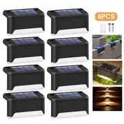 Solar LED Stairs Step Lights Garden Deck Patio Pathway Fence Lamp Outdoor