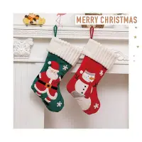在飛比找Yahoo!奇摩拍賣優惠-快速出貨 聖誕節 立體刺繡聖誕襪 雪人 雪花 聖誕老公公 紅