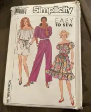 Simplicity 9621 Pattern OFF THE SHOULDER JUMPSUIT & DRESS ~ Misses PT-XL Boho