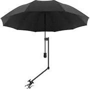 XLINGZA UPF 50+ Beach Umbrella with Adjustable Universal Clamp, Portable Golf Umbrella for Chair, Golf Cart, Stroller, Bleacher, Patio, Fishing, BBQ Parties