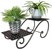 Metal Plant Stand Indoor Outdoor Multiple Flower Pot Holder Shelf Stander Plant Holder Storage Rack for Indoor Outdoor Garden Greenhouse Patio Natural Black (Black)