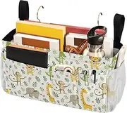 Bedside Caddy Bed Organizer Hanging Storage Bag Holder Beside Organizer for Remotes Phone,College Dorm,Camp,Baby Bed Rails Lion Giraffe Monkey