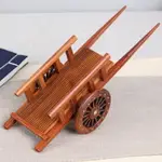 花梨木雕刻工藝品擺件紅木禮品實木質微型平板小推車農具微縮模型
