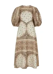 Zimmermann Day Printed Linen Midi Dress - Cream - 0 (UK 8 / S) 0 (UK 8 / S)