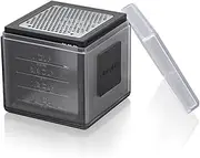 Microplane Cube Grater - Three Ultra-Sharp Stainless Steel Blades for Fine, Ribbon & Coarse Grating, Dual-Purpose Catch for Measuring Container & Protective Cover, Precise Ingredient Portions - Black