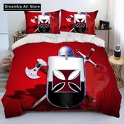 a3069 Bed Sheets Cavalier Knight Templar Crusaders Bedding Set Duvet Cover Bed Set Quilt Cover Pillowcase Boys Adult3-Piece Bedding Set (1 Duvet Cove