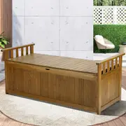 Livsip Outdoor Storage Box Garden Bench Wooden Container Chest Toy Tool Cabinet XL 126CM
