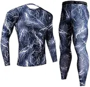 [RICHOLV] Winter Men's Thermal Underwear Rashgard Long Sleeve Fitness Tights Sportswear Compression Elastic Track and Field Clothing Purple XL