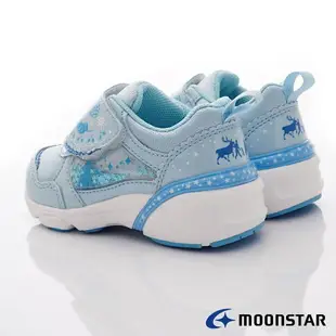 日本月星Moonstar機能童鞋迪士尼聯名系列寬楦冰雪奇緣運動鞋款12709藍(中小童段)