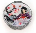 Vintage Compact Cosmetic Makeup Hand Round Wallet Pocket Mirror MOP