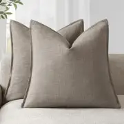 Set of 2, Decorative Linen Soild Throw Pillow 18" x 18" (Pack of 2) Dune