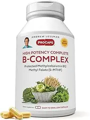 Andrew Lessman High Potency B-Complex 60 Capsules - with High Levels of Folate Complex & Biotin, Promotes Cellular Growth, Energy, Immune Function, Detoxification, Fat Metabolism & More