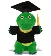 DolliBu Standing Alligator Graduation Plush Toy with Gown and Cap - 7 Inches