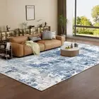Washable Abstract Area Rug - Contemporary Style for Living 9X12FT Light Blue