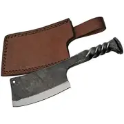 SZCO Supplies 9"" Twisted Handle Railroad Spike Cleaver with Leather Sheath,