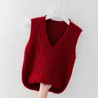 在飛比找ETMall東森購物網優惠-本命年紅色修身打底衫針織馬甲