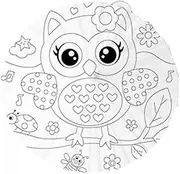 Paper Umbrella for Coloring Children Drawing 23.6 inch Party Favors White for Hand Painted Decorative for Kids DIY Painting, Owl