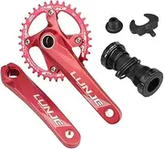 Bike Crankset, 170mm 104BCD Crankset Mountain Bike Cranksets 32/34/36/38T Positive Negative Teeth Single Chainring Aluminum Alloy Hollow Integrated Crank Arm Set with Bottom Bracket