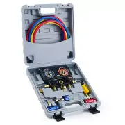 R1234Yf AC Gauge Set, 3 Way AC Gauges W Hoses R1234Yf R134A Quick Couplers Self