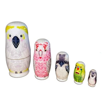 Australian Birds Wooden Nesting Dolls - Babuskha Matryoshka Dolls - Native Birds