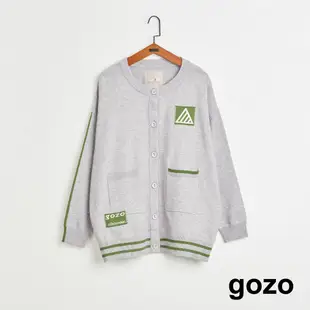 【gozo】➤gozo貼布羅紋毛衣外套(淺灰/黑色_F) | 女裝 顯瘦 休閒