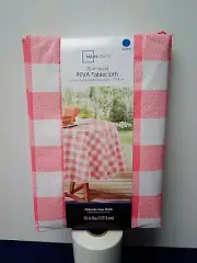 Mainstays PEVA Tablecloth Red & White Checker 70" Round