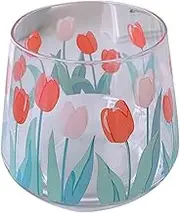 UTHCLO Tulip Glass Tulipa Cup Office Water Cup Heatproof Tulip Design Home and Office Decor