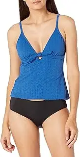 [Kenneth Cole] Women's Tie Front Keyhole Halter Tankini Swimsuit Top,