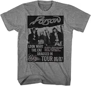 [American Classics] Poison Rock Band Look What Tour Graphite Heather Adult T-Shirt Tee