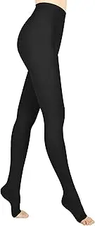 Evolyline Medical Compression Tights Women Men Long 15-20 mmHg Class I Graduated Compression Stockings Support Stockings Open Toe for Pregnancy Varicose Veins Edema Lipedema, black, XX-Large