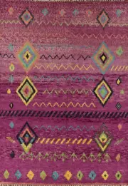 Wool Plush Purple Wool Moroccan Oriental Area Rug 9x12 Handmade for Living Room