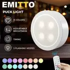 Emitto 3x RGB LED Under Cabinet Puck Lights Remote Control Kitchen Display Lamp