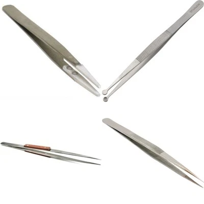 Beading Jewelry Tweezer Set - Soft Tip, Bead Holding, Long Soldering Tool 8"