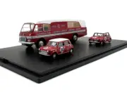 1:76 BMC Set Red Racing Mini Copper Bus Model Diecast Metal Car