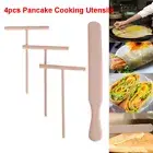 4pcs Pancake Utensils Wooden Crepe Spreader Tortilla Rake Batter Spreading S*-*