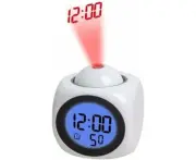 Alarm Clock, Projector Alarm Clock, Digital Alarm Clock, Ceiling Projector Alarm Clock, Voice Telling Time White Digital Clock,