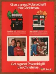 1984 Polaroid OneStep 600/Sun 600 LMS Print Ad/Poster Camera Christmas Art 80s