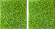 2pcs Lifelike Artificial Grass Mat for Miniature Garden Decoration DIY Fairy Grass Lawn Ornament Realistic PVC Turf for Indoor Craft Projects