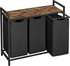 Laundry Hamper, Laundry Basket, Laundry Sorter with 3 Pull-Out and Removable Bag