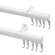 ChadMade Wall or Ceiling Mount Curtain Track Set with Hooks, Medium Size for