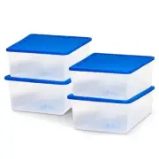4-Pack Snaplock, Small Clear Plastic Storage Bins with Lids, 12 Quart, Blue