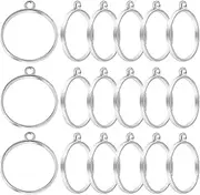 30 Pieces Round Open Back Bezel Pendants Metal Hollow Frame Charms Blank Geometric Frame Molds for DIY Pressed Flower Resin Crafts Jewelry Making